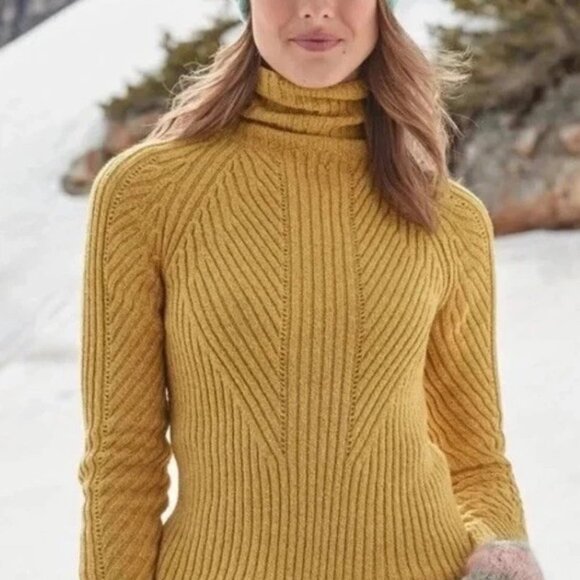 Sundance Catalog Toasty Dimensions Blue Turtleneck Sweater Cotton Silk Blend- PL - Picture 4 of 10